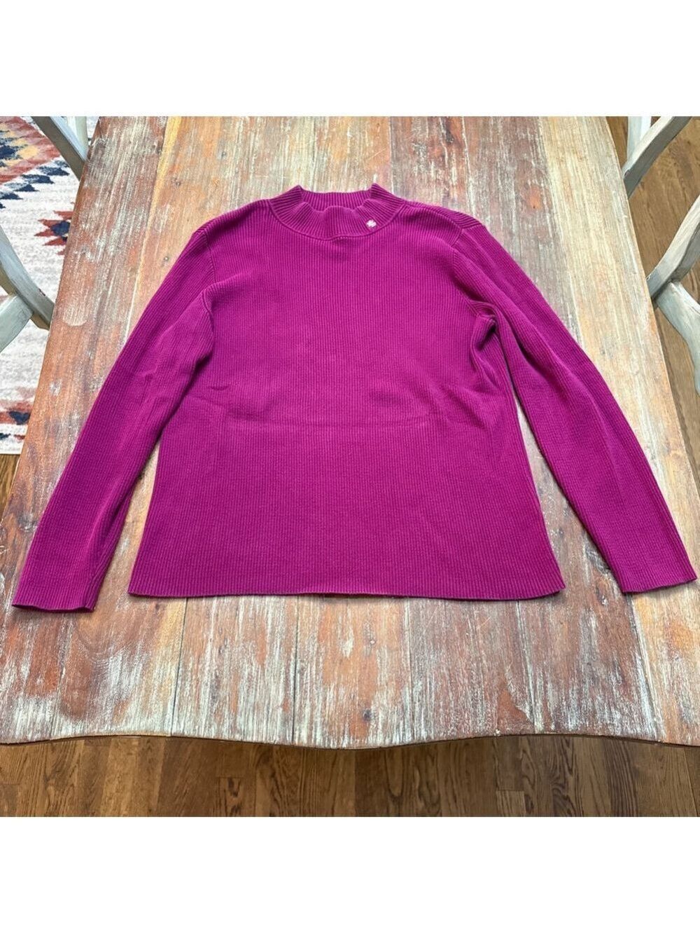 Lauren Ralph Lauren Magenta Ribbed Mock Neck Sweater 2X Womens